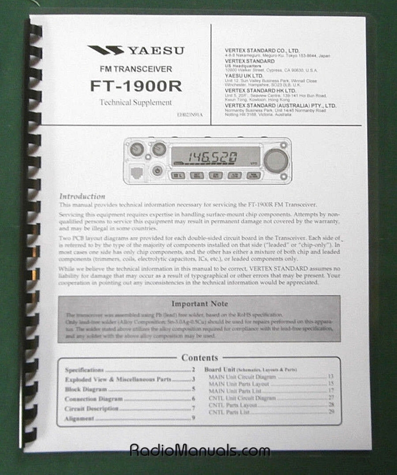 Yaesu FT-1900R Technical Supplement